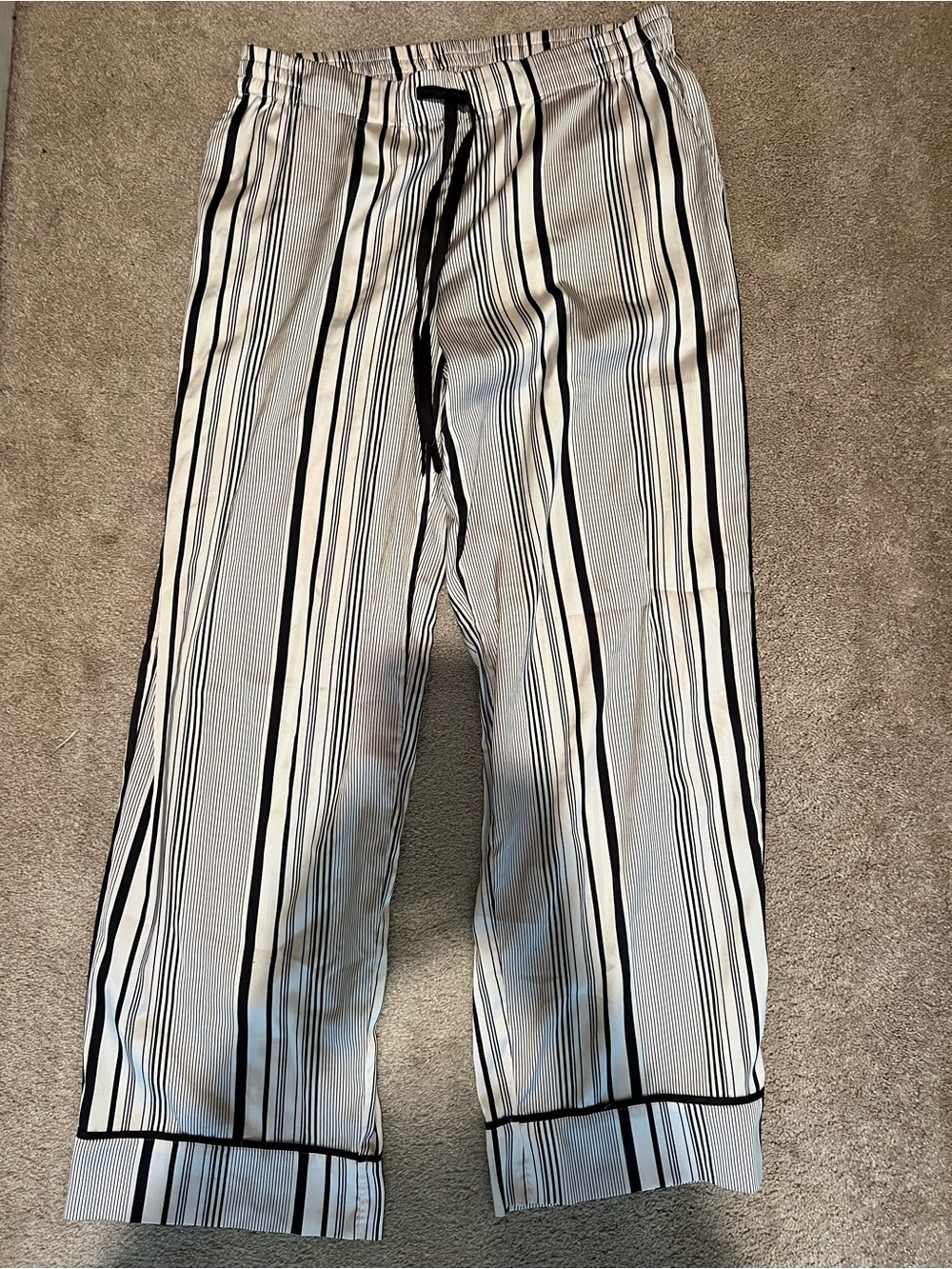 Soma Black & Off-White Striped Lounge Pants